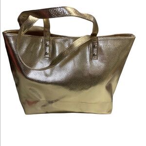 CHI, Gold Tote bag, 11X5X15, Magnetic Closure with inside pockets and zipper